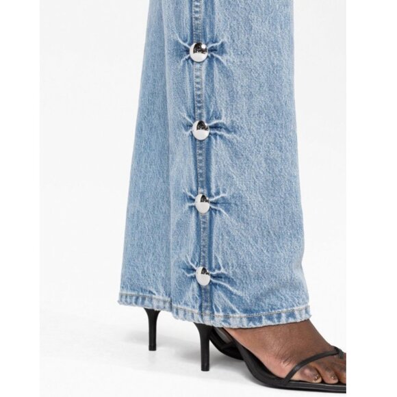 NWOT KHAITE Studded Danielle Jeans – High Rise Straight Leg, Size 27 - Picture 6 of 7